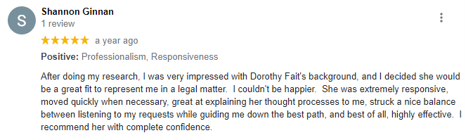 Shannon Ginnan Client Review | Fait & DiLima Family Law